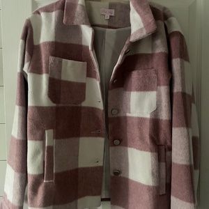 Pink and white shacket